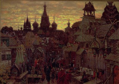 Moscou au XVIIe siècle, une rue de Kitay Gorod, 1900 - Apollinari Mikhailovich Vasnetsov